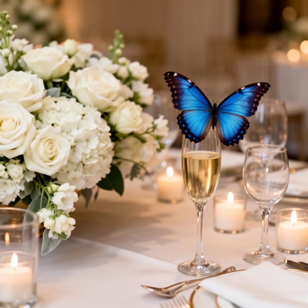 Reception detail · blue morpho